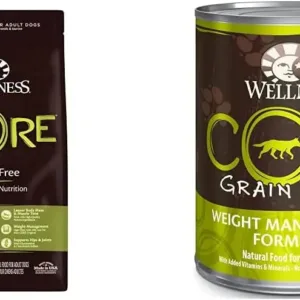 Core Grain Free Weight Management Dry Dog Food, Turkey & Chicken Meal, 4 Pound Bag Core Wet Dog Food Pate, Chicken, 12 Cans,