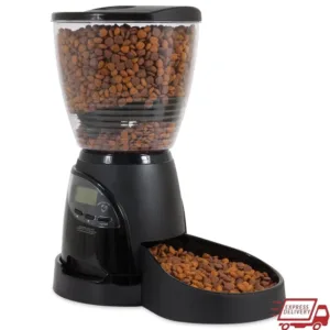 Automatic Pet Feeder Programmable Food Dispenser 30-Cup Portion Controlled LCD Screen Easy Clean Twist Lock Battery Powered