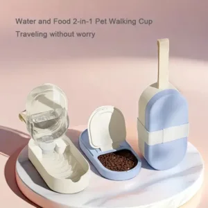 Pet Pal Water Bottle - Portable Water Dispenser Feeder for Cats, Dogs, Rabbits, and Small Pets with Drinking Cup, Food Container