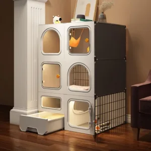 Cat Cage Indoor with Cat Litter Box - Kitten Playpen Kennels - Stronger, Stress-Free Space for Your Kitty - Easy Installa