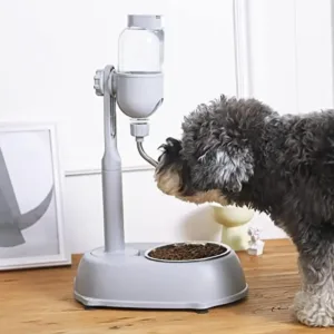 500ml Detachable Cat Dog Water Dispenser Feeder Bowl Adjustable Height No Drip 360° Stainless Steel Ball Nonslip Bottom Easy