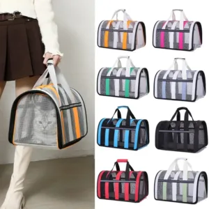Breathable cat outing bag Pet dog Summer cross outdoor travel portable collapsible small and medium dog cage mesh