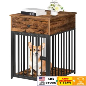 Wooden Dog Crate Furniture Stylish Pet Kennel Indoor Dog House with Drawer Small Dogs and Puppies