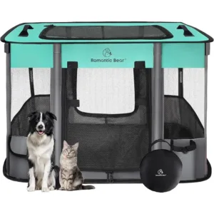 Portable Dog Playpen Foldable Cat Exercise Kennel Water Resistant Mesh Tent Pet Enclosure Indoor Outdoor Travel Play Safety