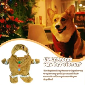 Gingerbread Dog Costume Christmas Dog Costumes Clothes Holiday Pet Outfit Clothes Dog Christmas Cosplay Clothing For All Sizes
