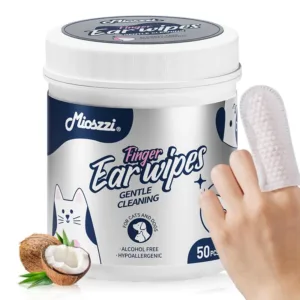 Mioszzi Pet Ear Cleaning Finger Wipes for Dogs & Cats,Safe & Hygienic Pet Grooming Essentials,50pcs