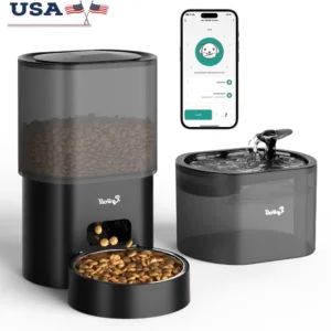 Automatic Cat Feeder Water Dispenser 2-in-1 Programmable Timed Feeding Voice Recorder Dual Power Supply Cat Care System