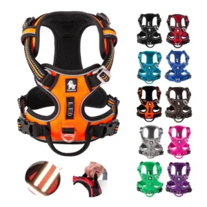 Winhyepet Pet Vest Reflectiv Light Nylon Padding Dog Harness Training Protective Clothes For Small Meduim Large Dog Harness