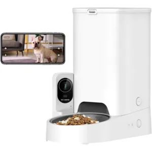 Automatic Cat Feeder with Camera,1080P HD Video with Night Vision, Pet Feeder Dry Food Dispenser with 2-Way Audio, Food Shortage