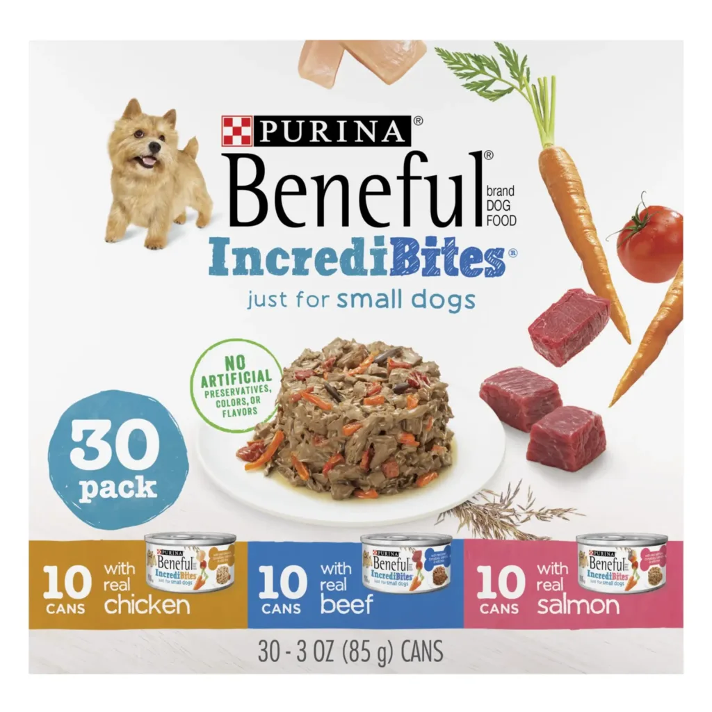 Purina IncreditBites Small Wet Dog Food Soft Chicken, Beef & Salmon, 3 oz Cans (30 Pack)