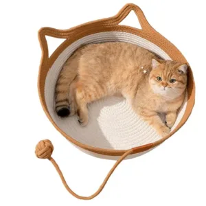 Desk Nest Cat Bed Hand-woven Cat Hammock Washable Breathable Cotton Rope Pet Bed Foldable Cat Bed With Fun Cat Ball For pets