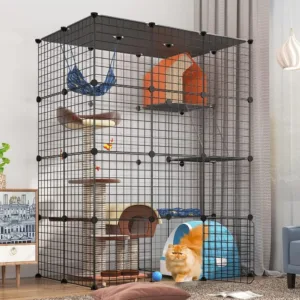 Large Cat Cages ,Detachable Metal Wire Kennels Cat Crate Exercise Extra Place Ideal