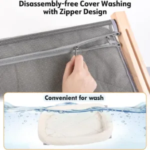 Cat Sill Window Perch Sturdy Cat Hammock Window Seat with Cushion Bed Cover, Wood & Metal Frame for Large Cats