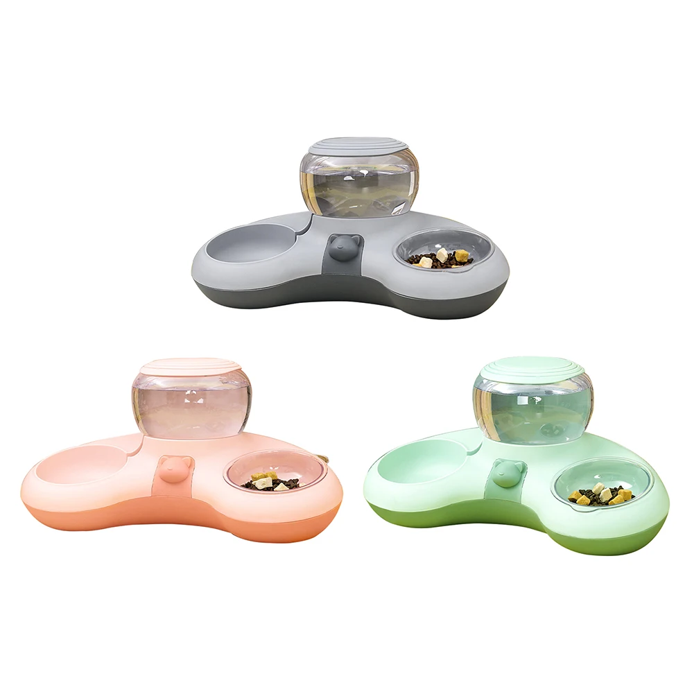 2 In 1 Automatic Cat Water Dispenser Anti Slip Dish Bowls 1.4L Water Tank Auto Water Drinker Feeder Bowl Pet Supplies