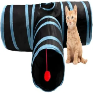 Colorful, Interactive, and Stimulating 3 Way Collapsible Pet Cat Tunnel Tube With Peek Hole Toy Ball - Perfect For Kitten, Puppy