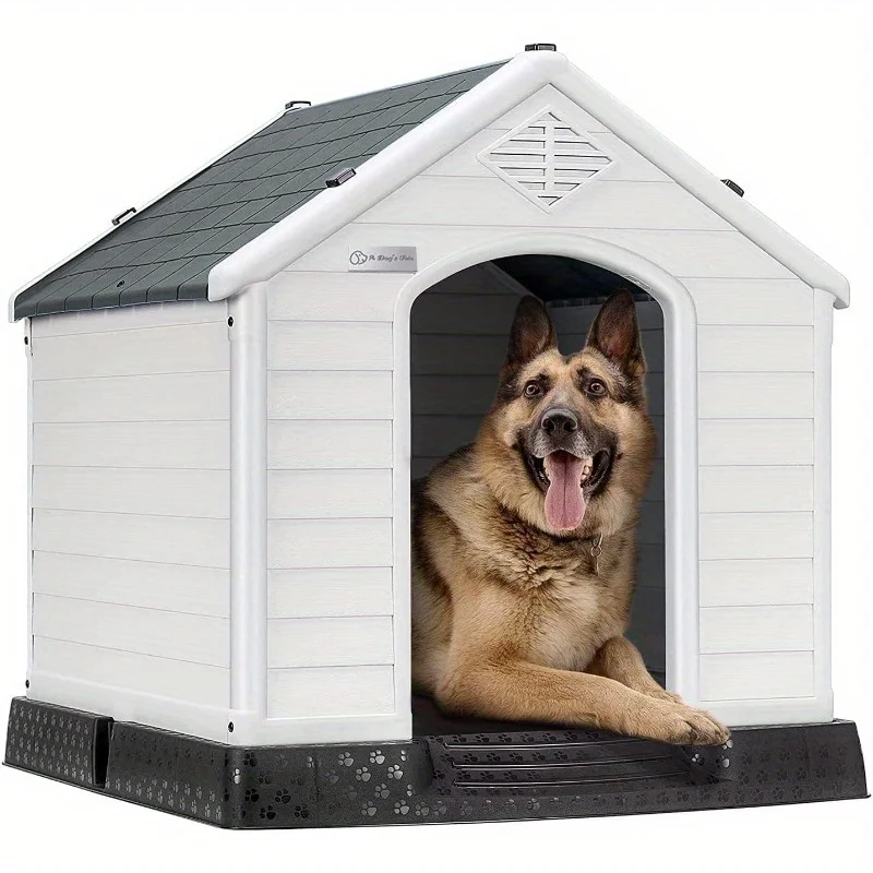 OFIKA Large Dog House Outdoor IndoorInsulated Plastic Dog House for Small Medium Large Dogs Durable Waterproof Dog House