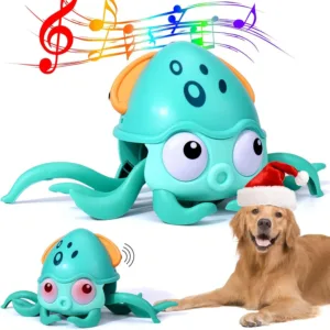 Interactive Dog Toys, Escaping Octopus Dog Toy with Obstacle Avoidance Sensor, Dancing Octopus Toys with Music Sounds & Lights f