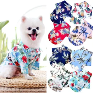Hawaiian Style Summer Dog Shirt for Small Medium Dogs Chihuahua Yorkie Thin Breathable Vest Puppy Cat Beach T-Shirt Pet Costume