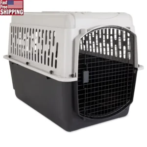 Large 40 Inch Dog Crate Plastic Pet Kennel Travel Carrier 70-90 lb Dogs Easy Assembly Durable Safe Ventilation Pet Home