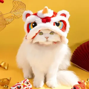 Dance Lion Hats For Cats Cute Plush Pet Hat Chinese New Year Costume Soft Warm Clothes Pets Daily Cat Dog Dress Up Supplies