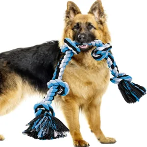 Durable Red Interactive Dog Rope Toy - Tough and Heavy Duty Toy for Aggressive Chewers, Suitable for Medium to Large Dogs, Featu