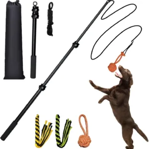 40.1 Inches Toys for Dogs Extendable Aluminum Alloy Dog Flirt Pole Dog Teeth Grinding Toy Dogs Accessories fit Indoor/Outdoor